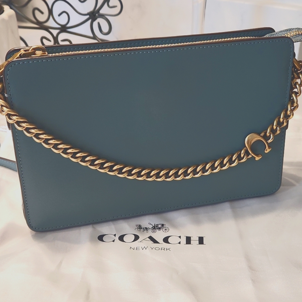 Coach leather turquoise/teal crossbody  bag